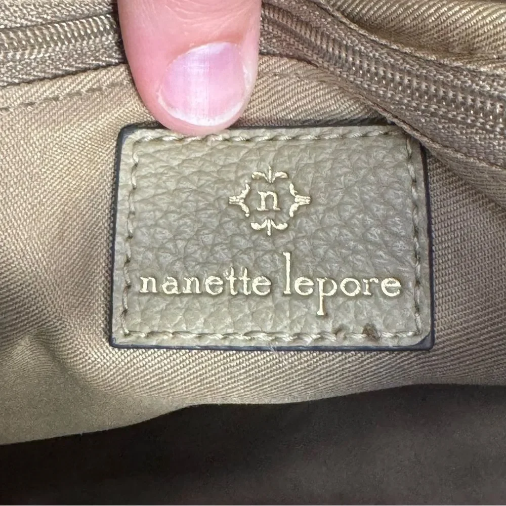 Nanette Lepore Sage Green Leather Shoulder Bag Tote Purse